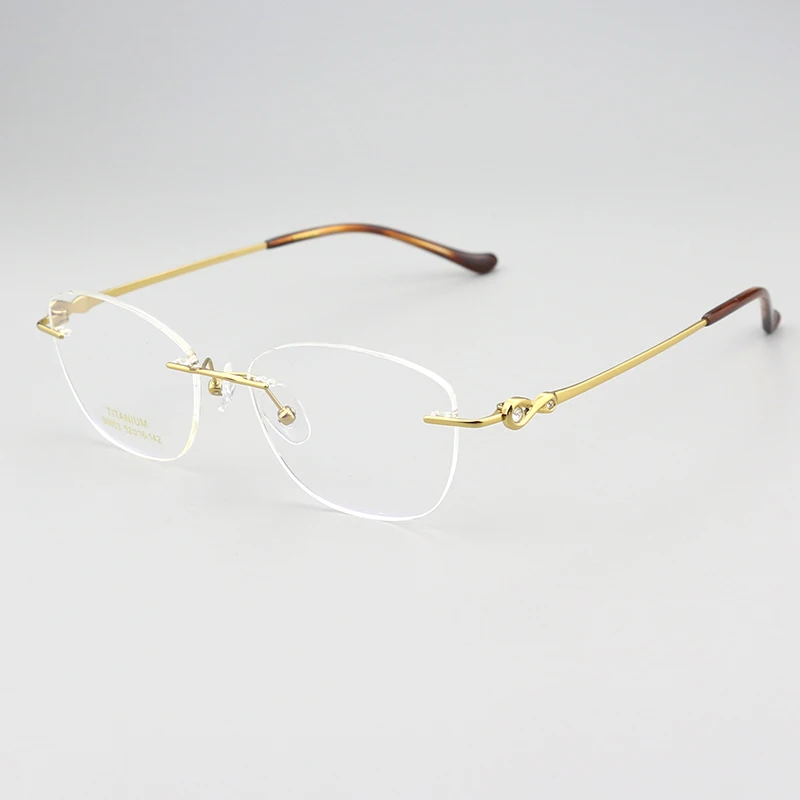 إطار نظارات من التيتانيوم خفيف للغاية بدون إطار للنساء مجوهرات طبية لقصر النظر إطارات نظارات للقراءة
