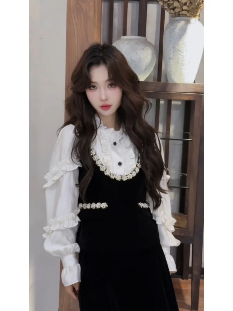 

Korean Sle Women's Faionable Loose Top And Skirt Set Spring New Arrival Ele f-length Skirt Matching Two-piece Suit