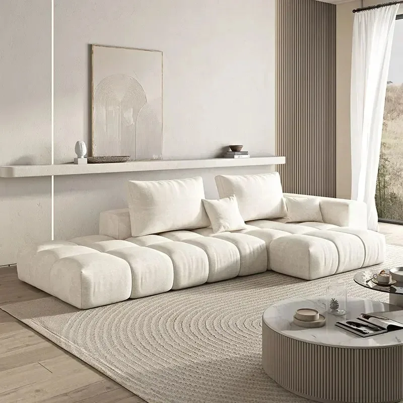 

Luxury Sofa Mordern Fabric For Living Room Apartment Flannel Material Sofa Bed Seater Sofa Customzied Color Modular Creative