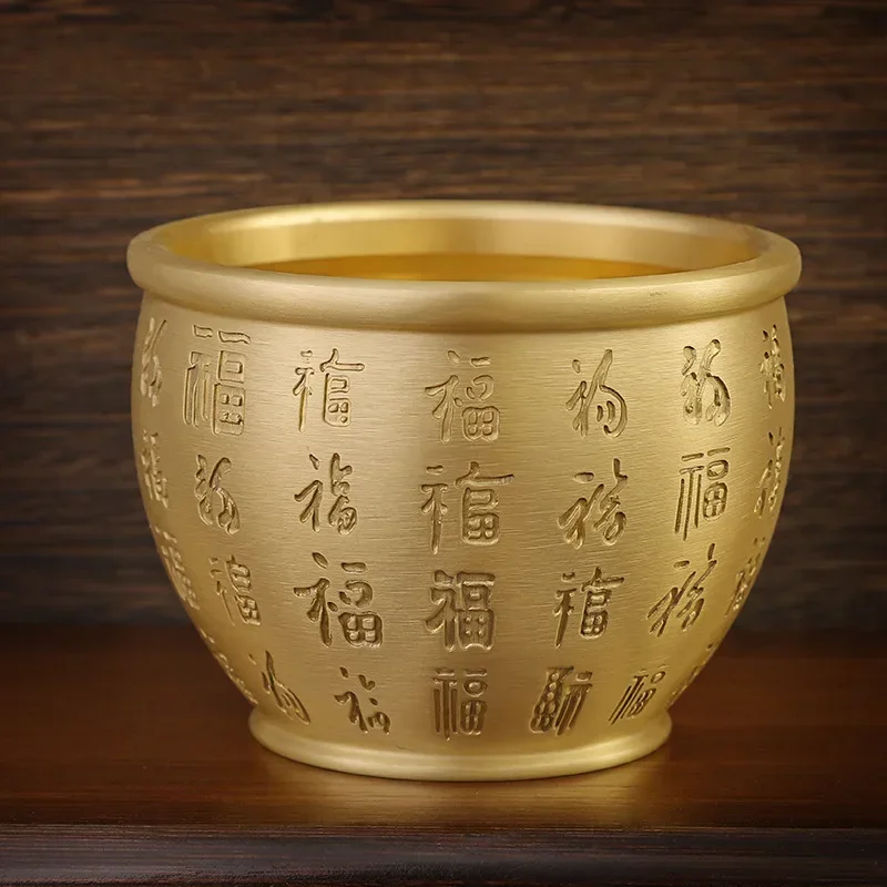 Hundred Blessings Bowl Brass Fortunate Attract Wealth Good Luck Magical Power Treasure Bowls Tea Cup Eating Snack Soup Family