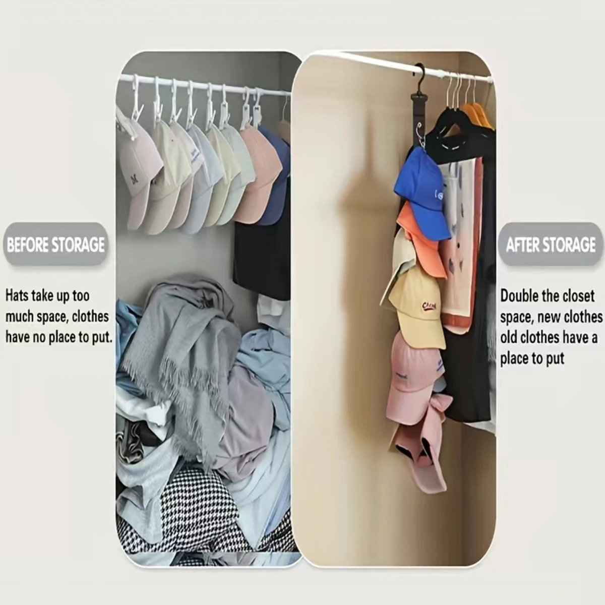 1pc Baseball Cap Rack, Hold Up To 8 Caps, Fitted Caps Sun Hats Organizer, Hat Storage Hanger For Closet Rod, Wall, Door, Clothes