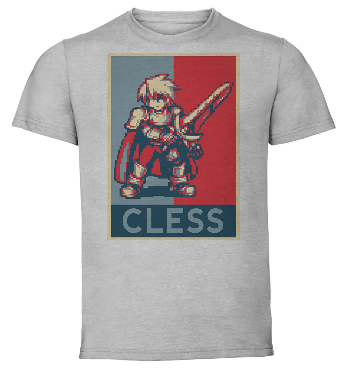 T-shirt Unisex Grey Propaganda Pixel Art Tales Of Phantasia Cless