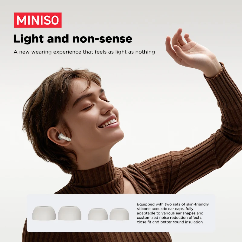 MINISO MS106 Bluetooth Earphones In-Ear Soft AI Translator Earbuds Wireless Headphones With Mic Waterproof IPX5 Airs Pro - view 6
