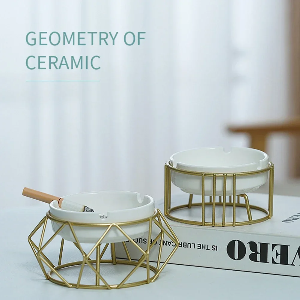 Ashtray with Shelf Living Room Decoration Geometric Ashtray Ornaments Creative Home Modern Trend Office Ceramic Ashtray