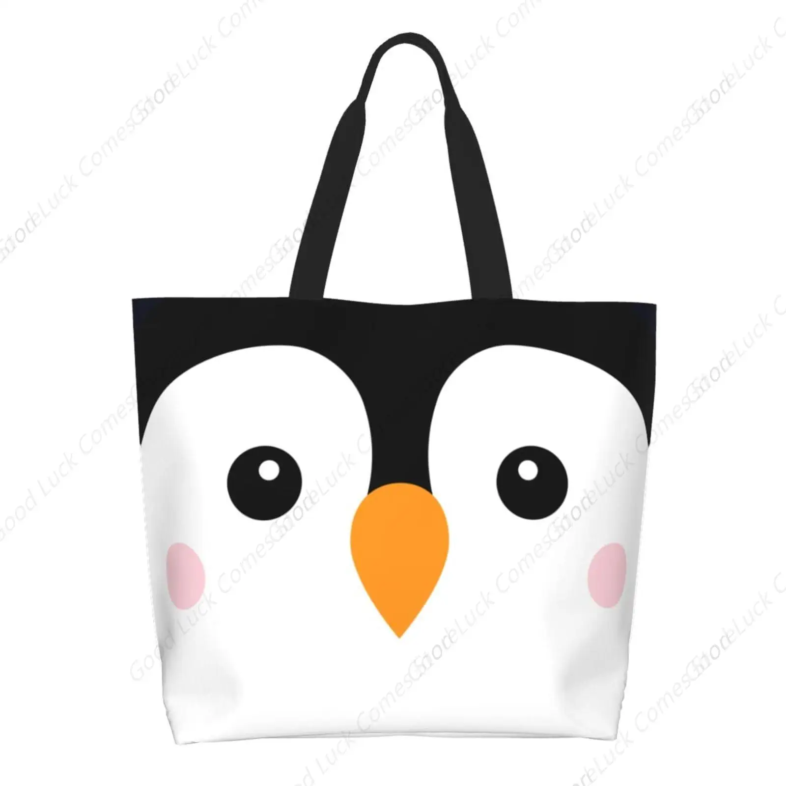 

Cute Kawaii Penguin Large Tote Bag Simple Casual Portable Shoulder Bags Reusable Grocery Handbag For Women Beach Gym Travel
