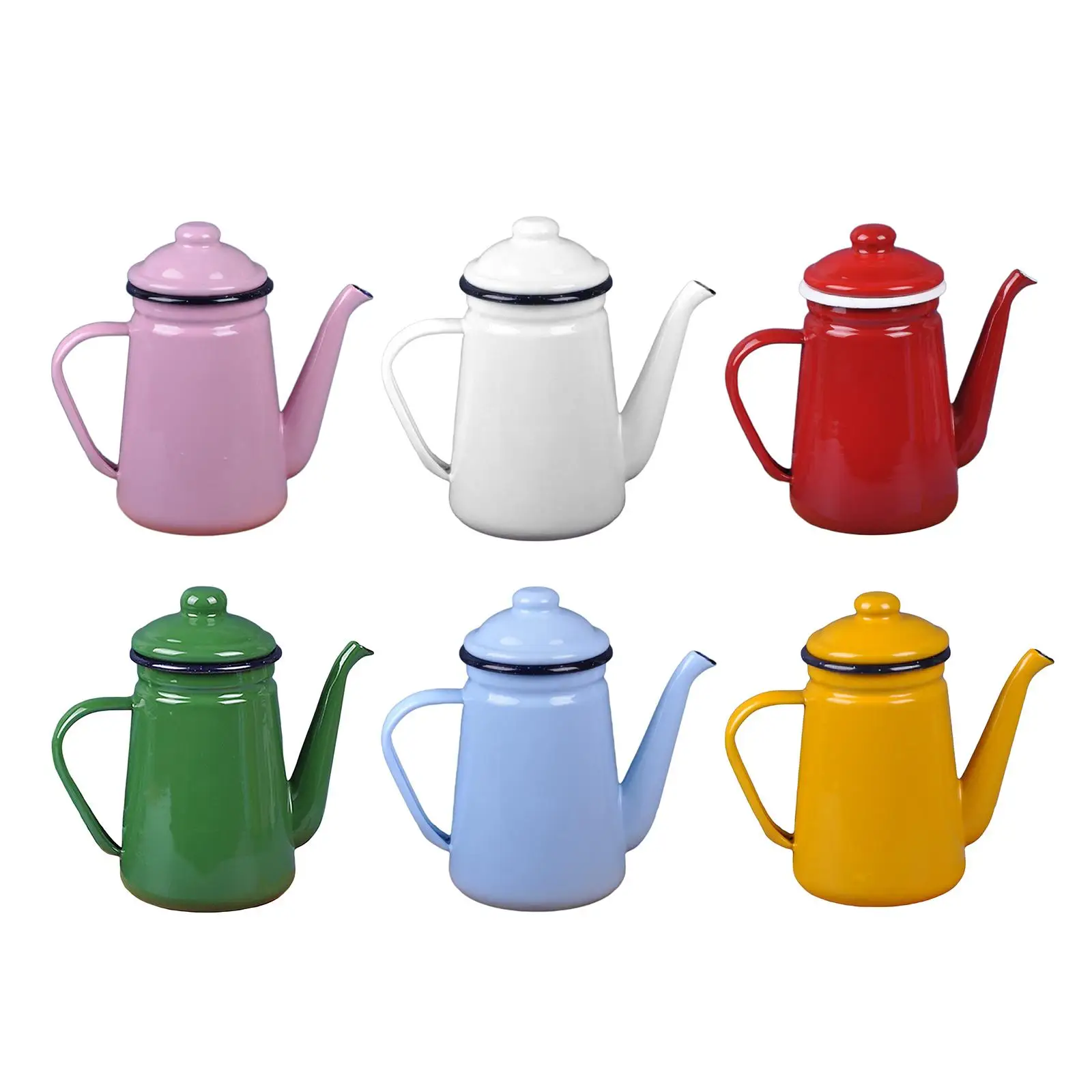

Enamel Tea Kettle Vintage Water Milk Warmer Durable 1.1L Coffee Kettle Water Kettle for Restaurant Home Kitchen Outdoor Tea