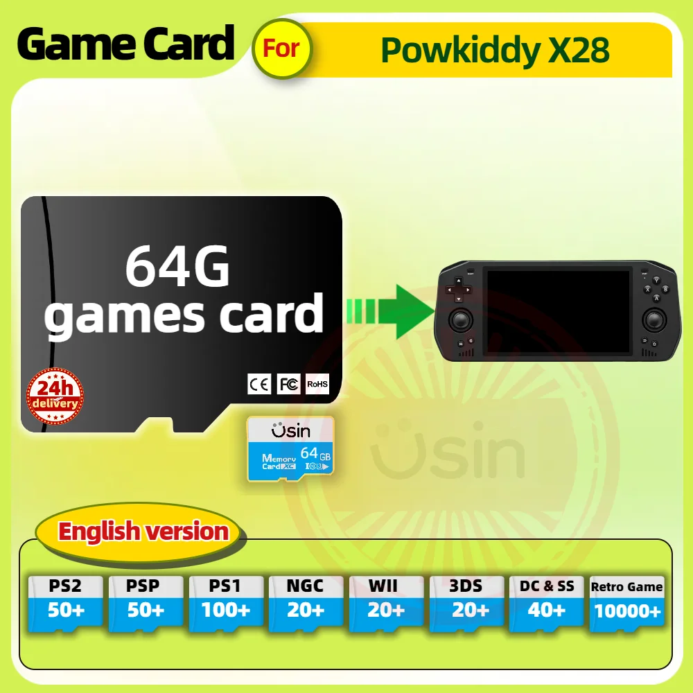 Memory Game Card For Powkiddy X28 X18S English version Retro PS2 PSP Games Android Gaming portable Console SD TF Cards 64G