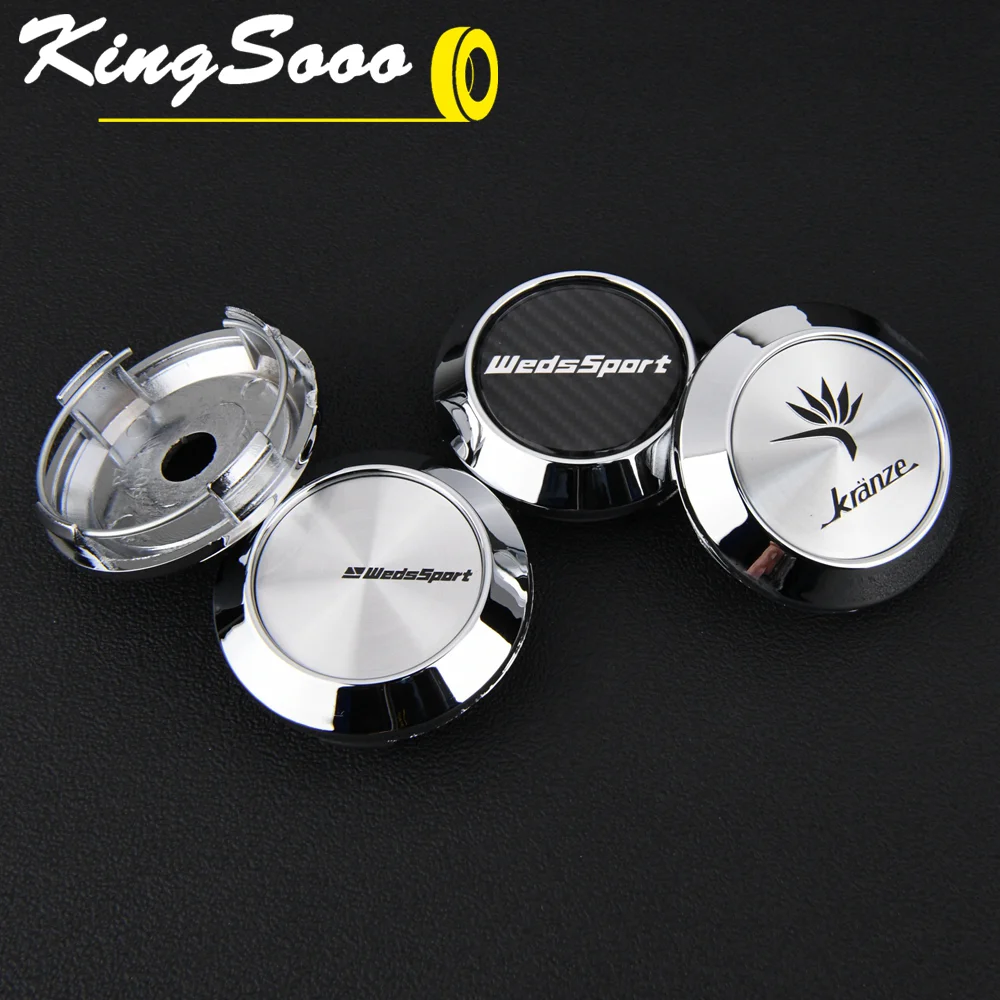 4PCS JDM Sport Wheel Cap Clip 60mm KRANZE Emblem Wedssport Wheel Center Caps Rim Cover Hub Cap WEDS SA90 17\