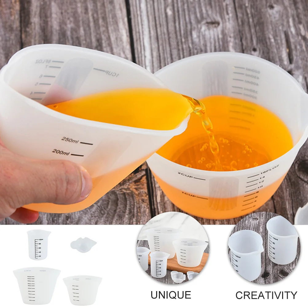 

4Pcs Silicone Measuring Cups High Quality Material Clear Measurement Accurate Volume for Kitchen Use Measuring Cup