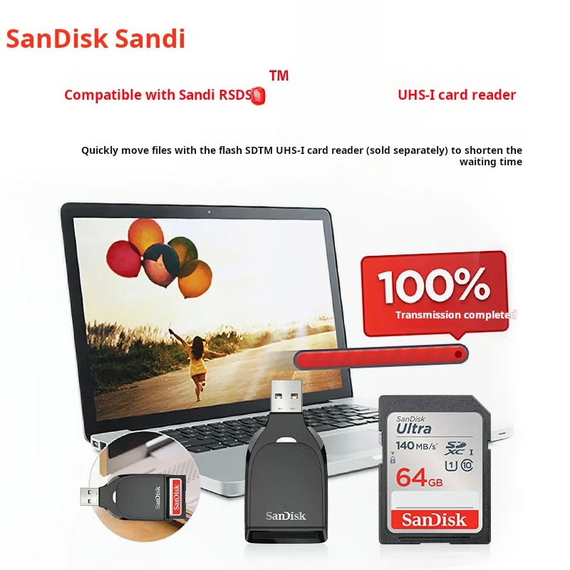 샌디스크 64GB SD 메모리 카드, U1 C10, 고속 메모리 카드, 읽기 속도 140MB/s, 디지털 카메라에 이상적인 동반자