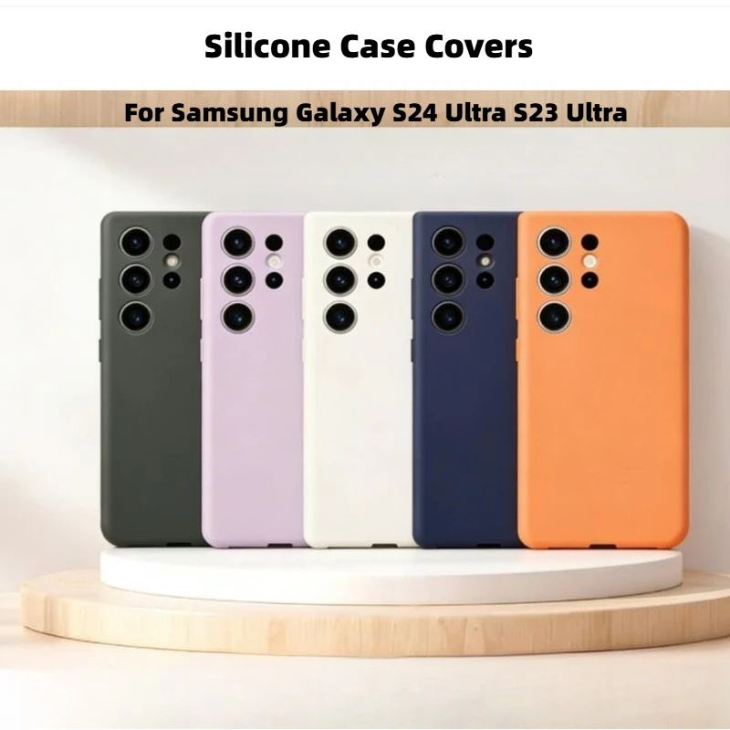 Silicone Case For Samsung Galaxy S24Ultra S24 Ultra S23 Ultra Silicone Case Covers Soft Touch Anti-Shock Protection Shell