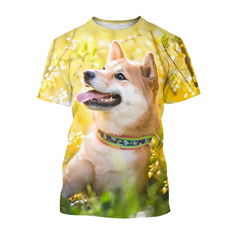 Japanese Akita Inu T Shirt For Men Cute Dog Animal Shiba Inu 3d Printed Tees Harajuku Short-sleeve Street Tops T-shirt Kids