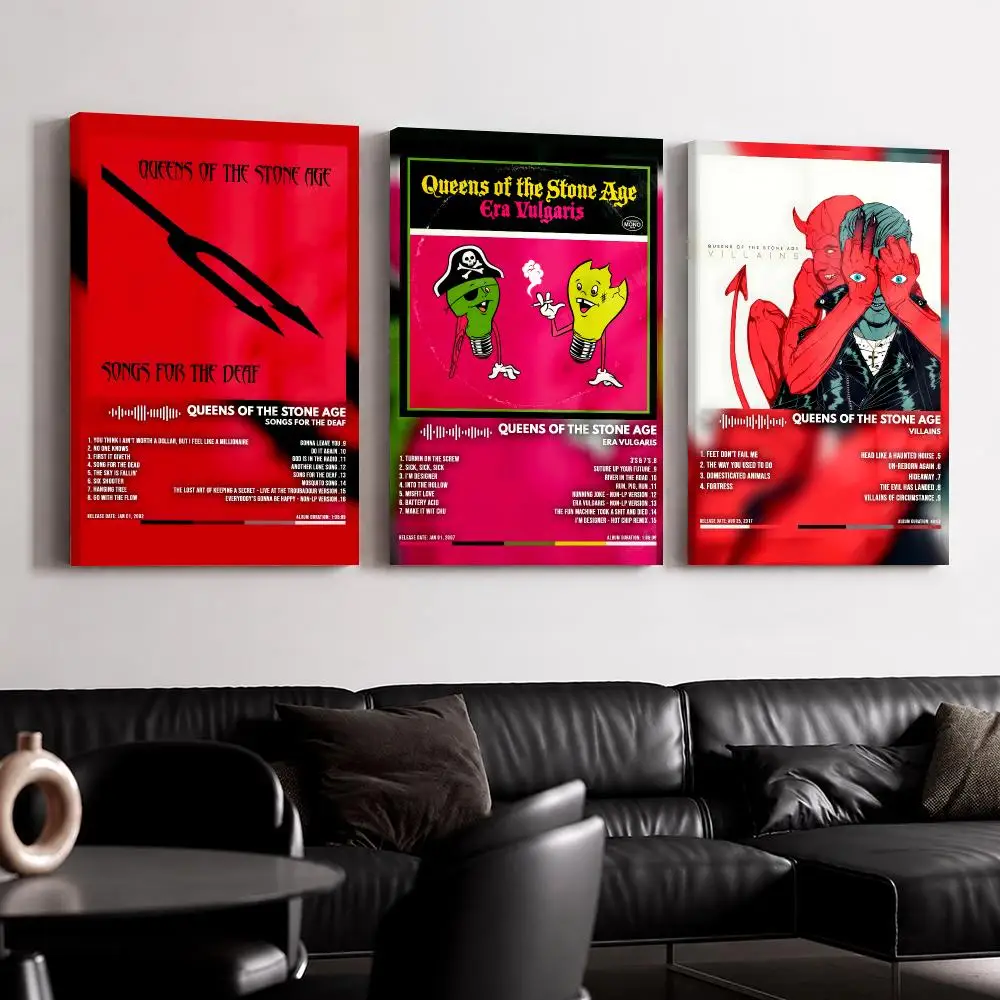 Band Album QueenS of the StoneS Age Framed Wall Painting Ready to Hang Canvas Wall Art Poster for Bedroom Living Room Home Decor