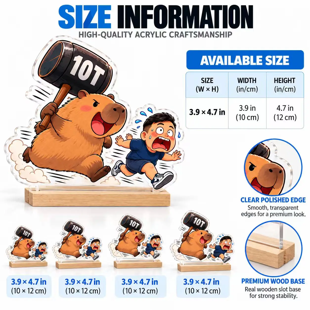 Custom Acrylic Standee Personalized Acrylic Figure 3mm UV Printed Desk Decor with Base 4 8 12 14in Photo Display Keepsake Gift