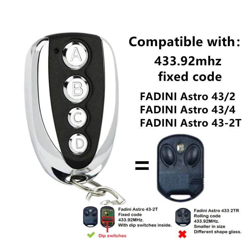 FADINI Astro 43-2T 433.92MHz fixed code Universal Remote Control duplicator