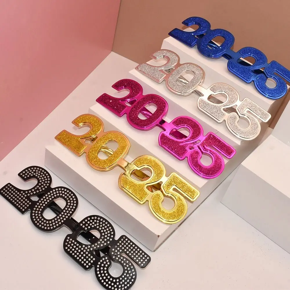 PC 2025 Digital Styling Glasses Decorative Glasses Funny Glitter Eyeglasses Personalized Styling Portable Happy New Year Glasses