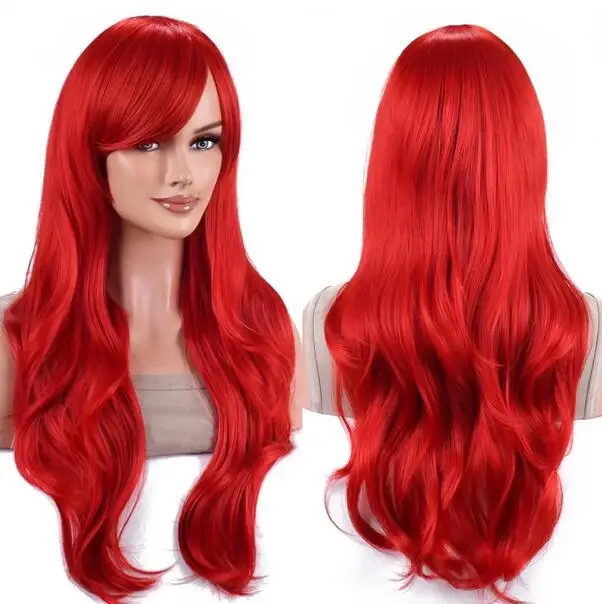 

Mermaid wig long red curly body wave wig Halloween role-playing costume wig ladies fashion wig daily party role