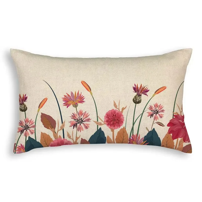 Sunflower Leaves Flowers Pattern Print Decorative Bedroom Living Room Office Cushion Cover Home Decor Rectangular Pillowcase