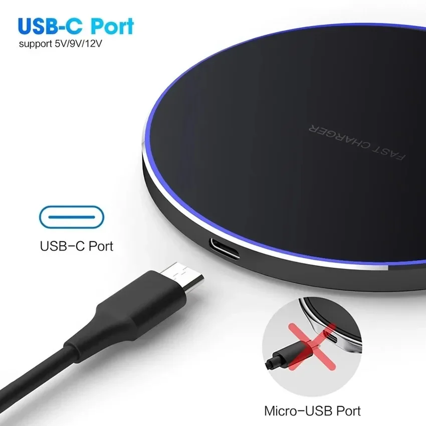Wireless Charger for iPhone 17 16 15 14 13 12 11 Xs Max X 8 Fast Charging Pad Ulefone Doogee Samsung Note 9 8 S10 Plus S20 21