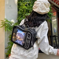 새로운 TV 모델 Ita 배낭 귀여운 소녀 투명 포켓 DIY 디스플레이 숄더 백 패션 재미 배낭 Y2K 지갑 여행 배낭