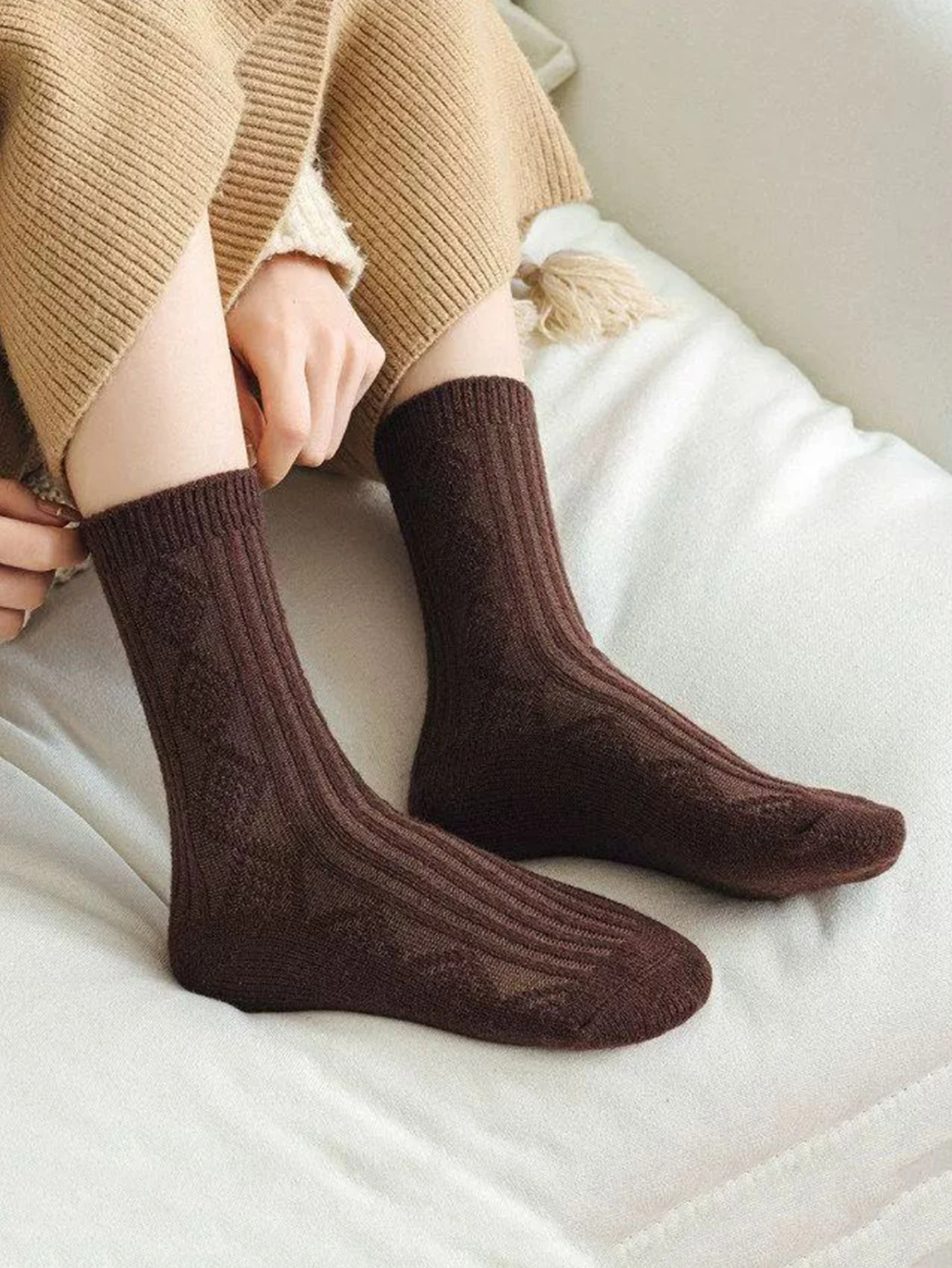 Зимние кашемировые шерстяные носки, женские зимние утепленные черные, белые комплекты, термомодные однотонные носки