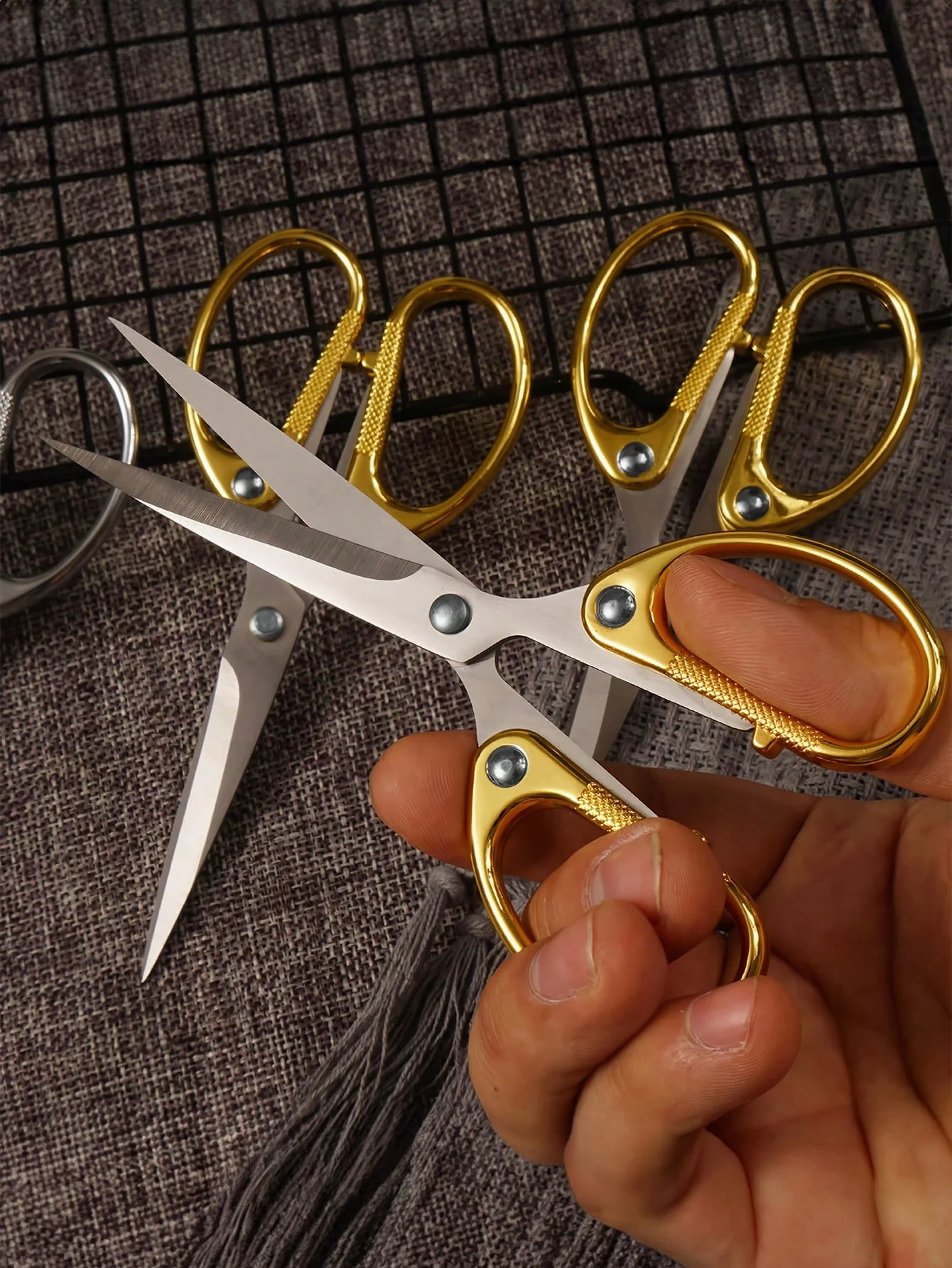 جميع مقصات المكاتب المصنوعة من الفولاذ المقاوم للصدأ، مقصات شفرة حادة للغاية، مقص حاد قوي لمكتب المنزل والمدرسة والخياطة والنسيج الحرفي Su #6