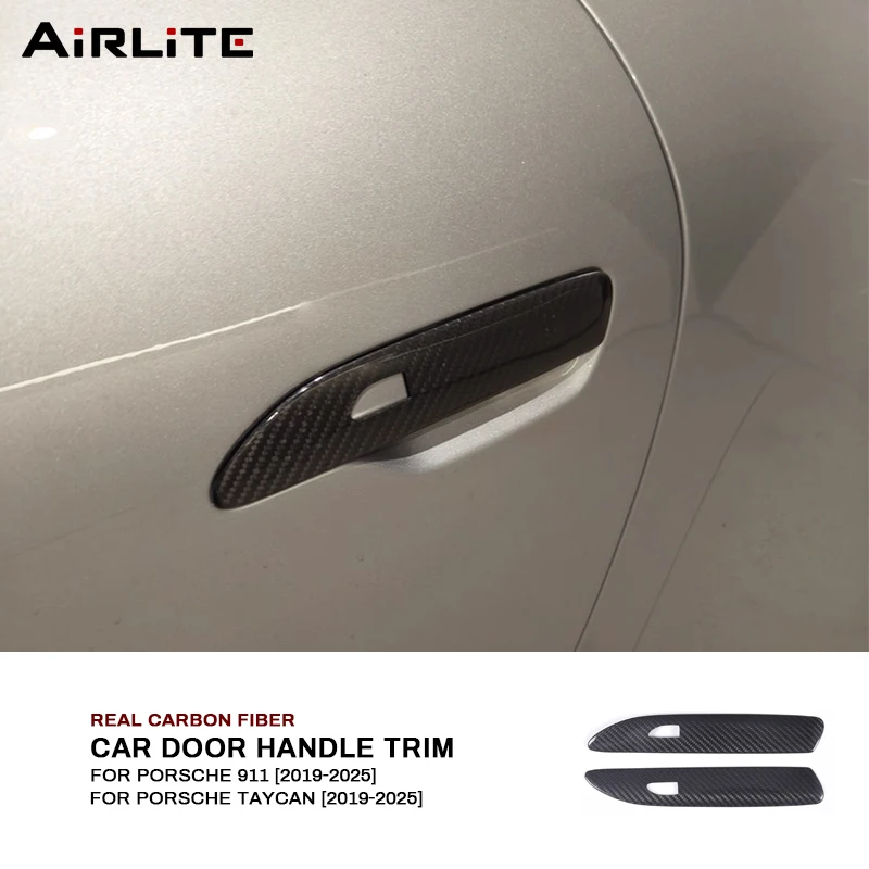 

Real Carbon Fiber For Porsche 911 Taycan 2019-2025 Car Exterior Door Handel Panel Cover Trim Sticker External Accessories
