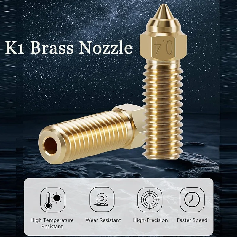 10PCS K1 Brass Nozzles Kit, 3D Printer 10PCS High Speed 0.4Mm Nozzles Kit For K1, K1 Max Durable Easy Install Easy To Use