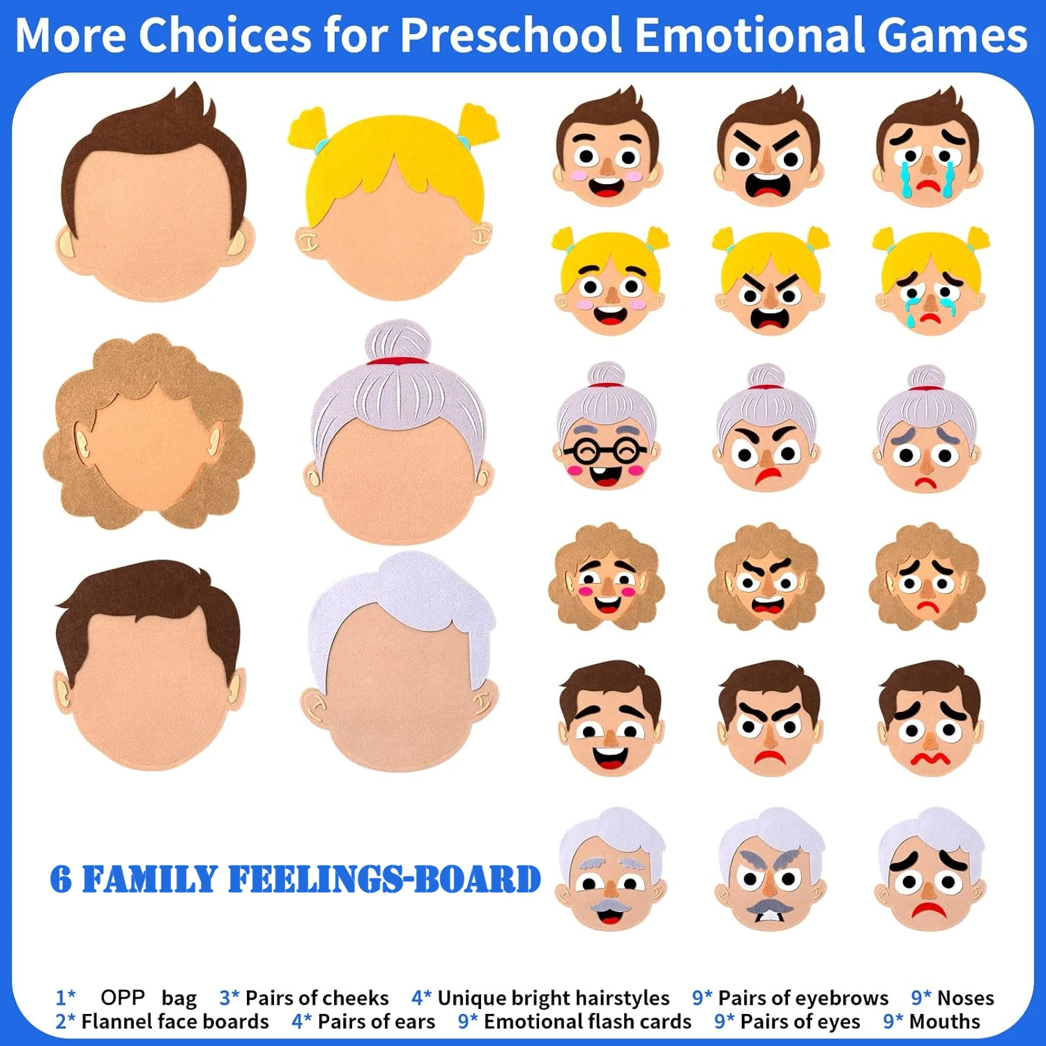 116 Pcs Social-Emotional-Learning-Activities - 6 Family Feelings-Board-Games,Educational Speech Toys for Toddlers Age 3+，Gift