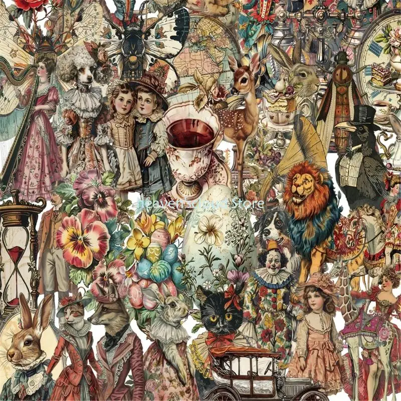 Y88B 50 Sheets Victorian Sticker Scrapbook Sticker Sticker Sticker Distoner Label Retro Decorative Label for Labtop