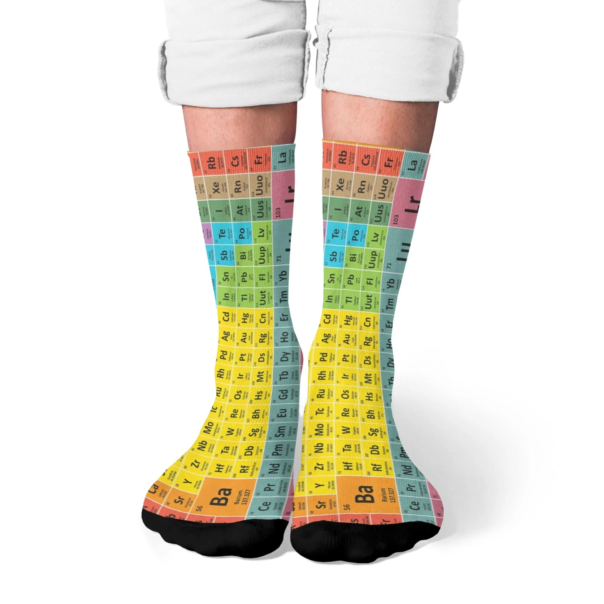 Novità Calzini da uomo con elemento di tavola periodica colorata Durevole Comodo per gli sport all'aria aperta Divertimento Idea regalo Giocoso Traspirante