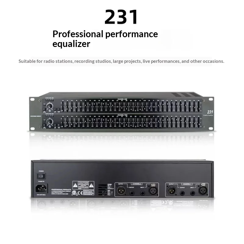 

31Band Graphic Equalizer 1/3 Octave - Professional Stage Performance EQ with 20Hz-20kHz 108dB Dynamic Range for Sound Adjustment