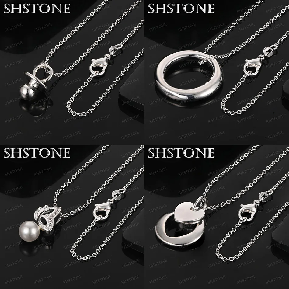 

Luxury 925 Sterling Silver Heart Butterfly Round Solid Ball Pendant Necklace Women Men Wedding Party Trend Jewelry Accessories