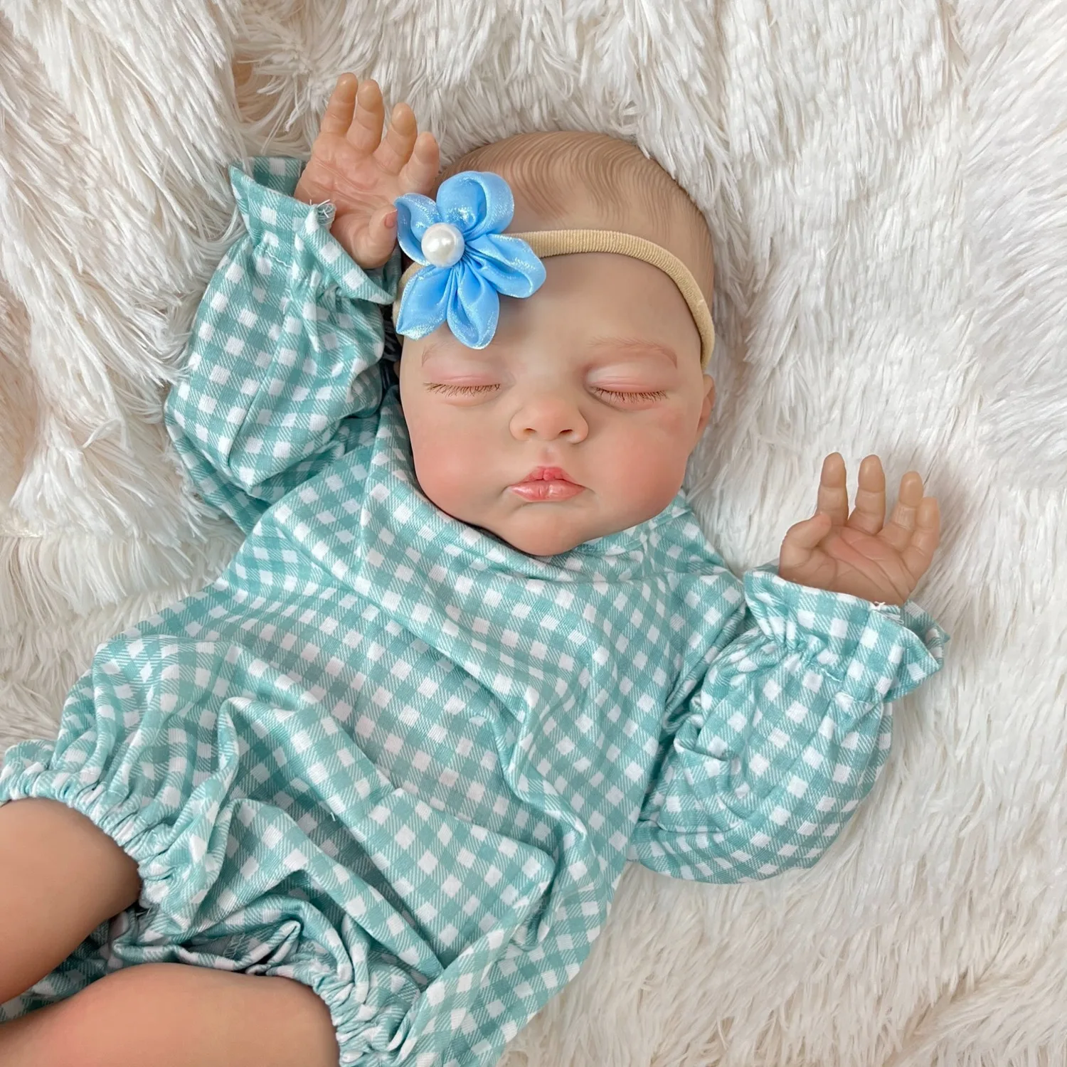 BZDOLL 19 Calowa 48 CM Śpiąca Lalka Reborn z Realistyczną Skórą 3D, Materiałowy Korpus, Realistyczna Modna Lalka, Prezent Urodzinowy