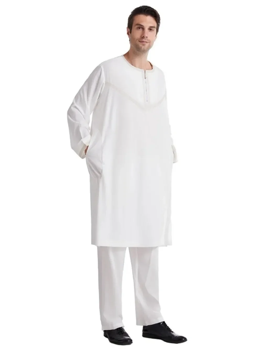 رداء مسلم عربي للرجال رمضان بلون باكستانيا العربية تركيا عباية ذكر إفطار 2 قطعة مجموعة بلوزات وسراويل ملابس إسلامية 3XL