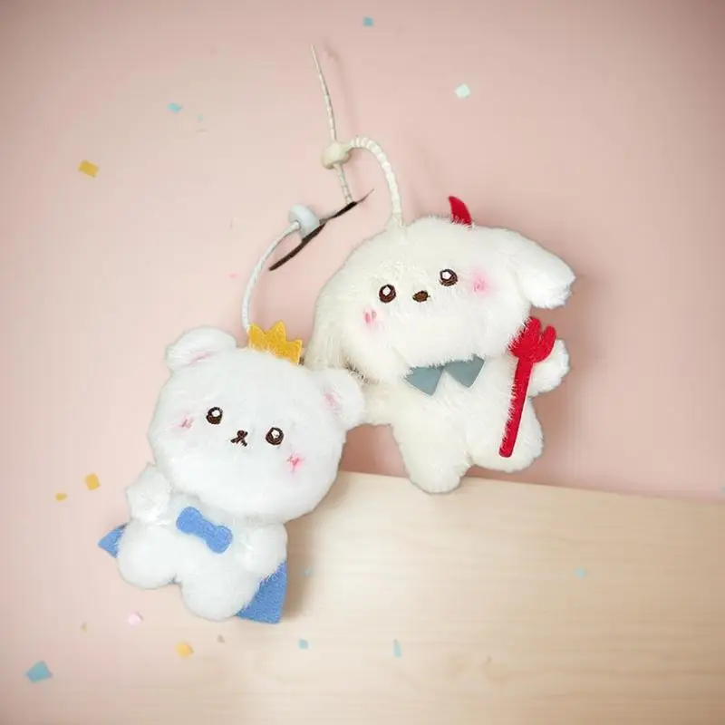 クリエイティブかわいい悪魔犬リトルベアぬいぐるみキーホルダーかわいい動物バックパックペンダント装飾アクセサリーソフトぬいぐるみおもちゃ