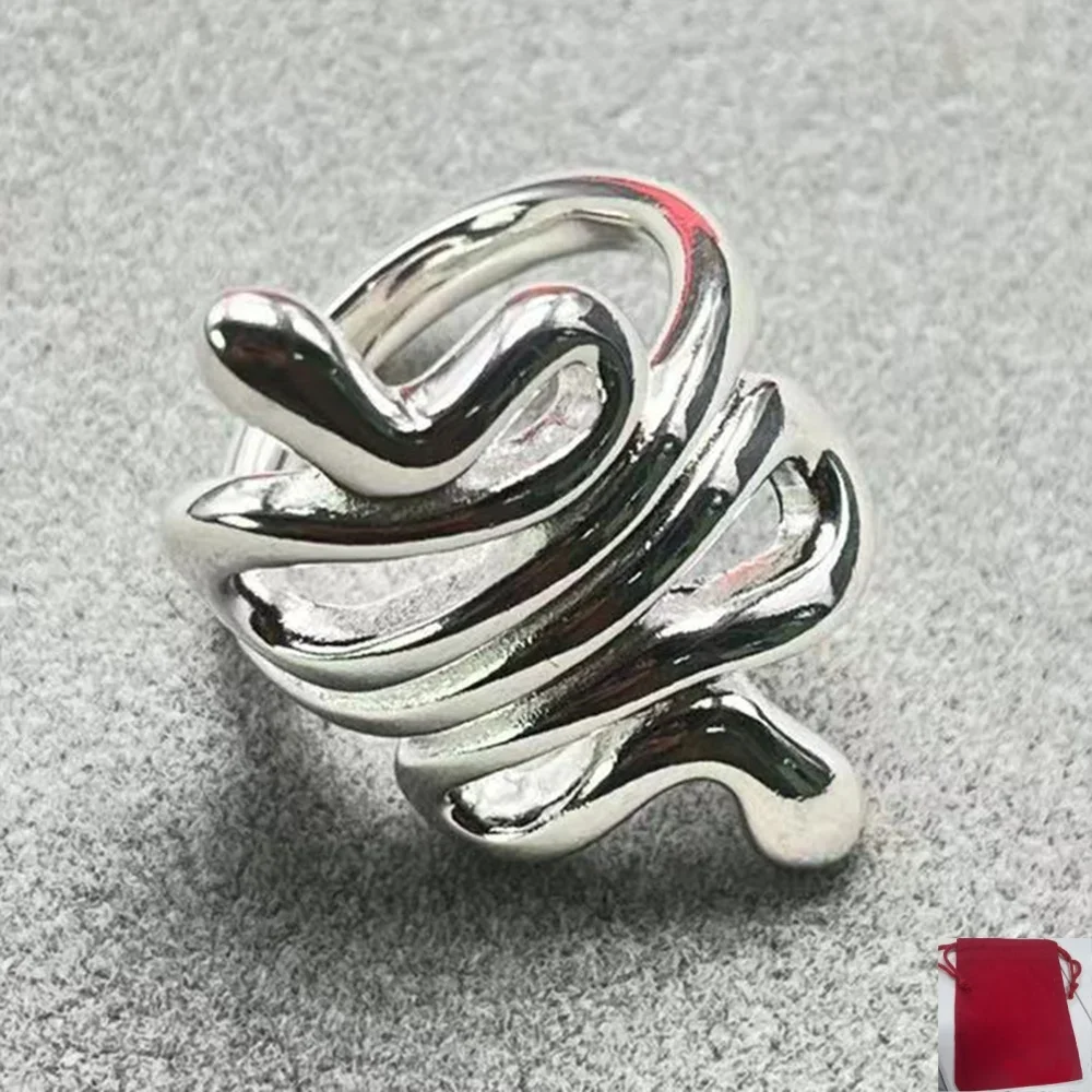 2026 Summer Neutral Cold Wind Gold Silver Serpentine Wrapped Ring Jewelry Accessories Couple Gift