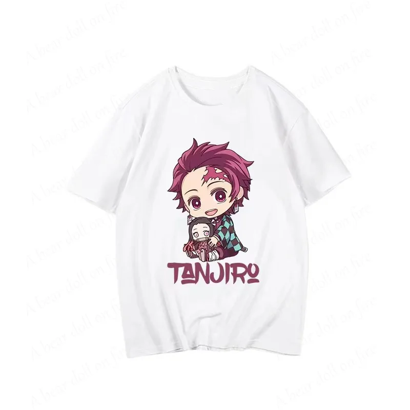 Demon Slayer Cute Trend Fashion Printing Anime Cotton Summer Men Clothing Kid T-Shirt Breathable Women And Kid Clothing Tops