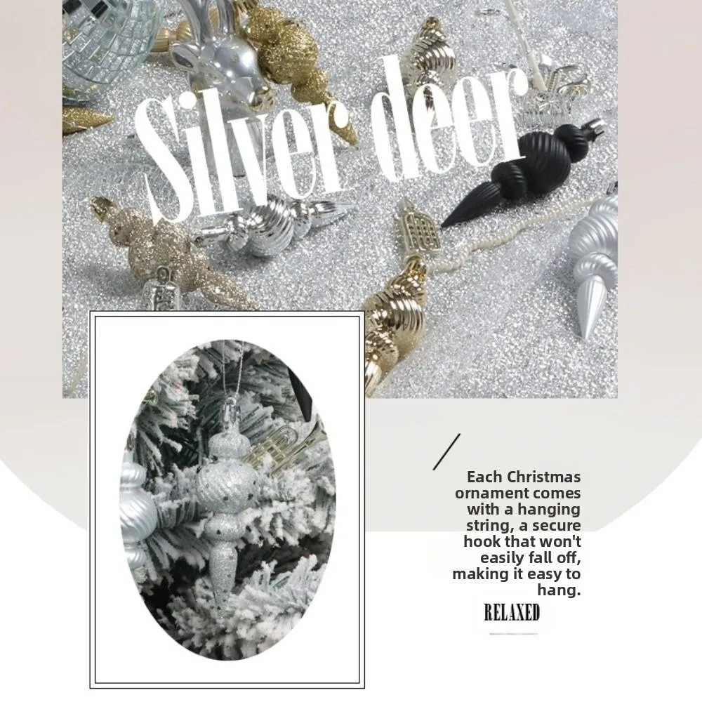 

16Pcs 16Pcs/Box Christmas Hanging Balls with Hanging Rope Special Shaped Xmas Tree Party Decorations Shiny Gold Powder