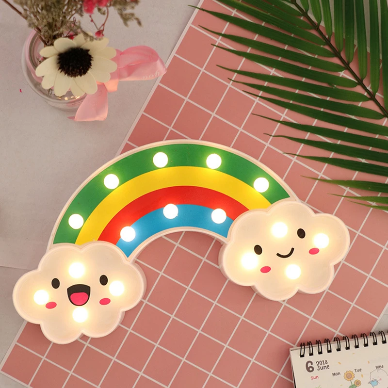 Cute Rainbow Lamp LED Night Light Battery Power Kids Bedroom Lighting Home Party Decor Night Lamp Children Kids Baby Xmas Gift