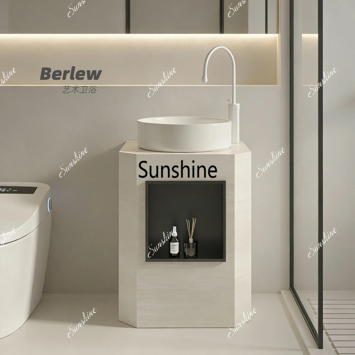 Creative rock slab wash basin column type, integrated, basin, bathroom, outdoor