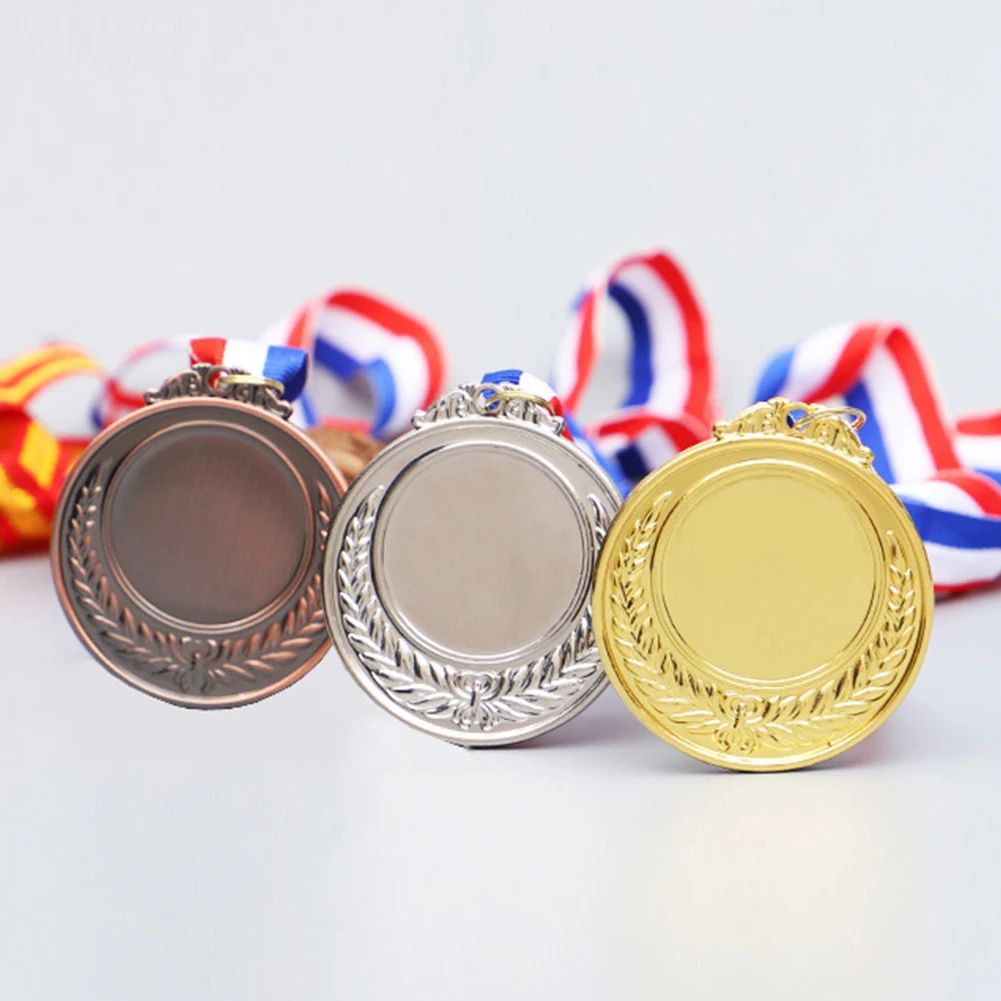 10Pcs Gold/Silver/Bronze Medal Award Medals with Neck Ribbon Sports Rewards 5.2cm Competition Prize Medals for Sports Games