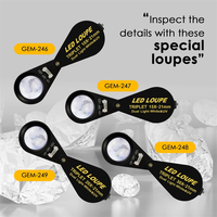 10x - 30x 21mm Optic Glass Loupe 6 LED and UV Magnifier Jeweler Black Frame Foldaway Triplet Lens Magnifying Gem Loupe