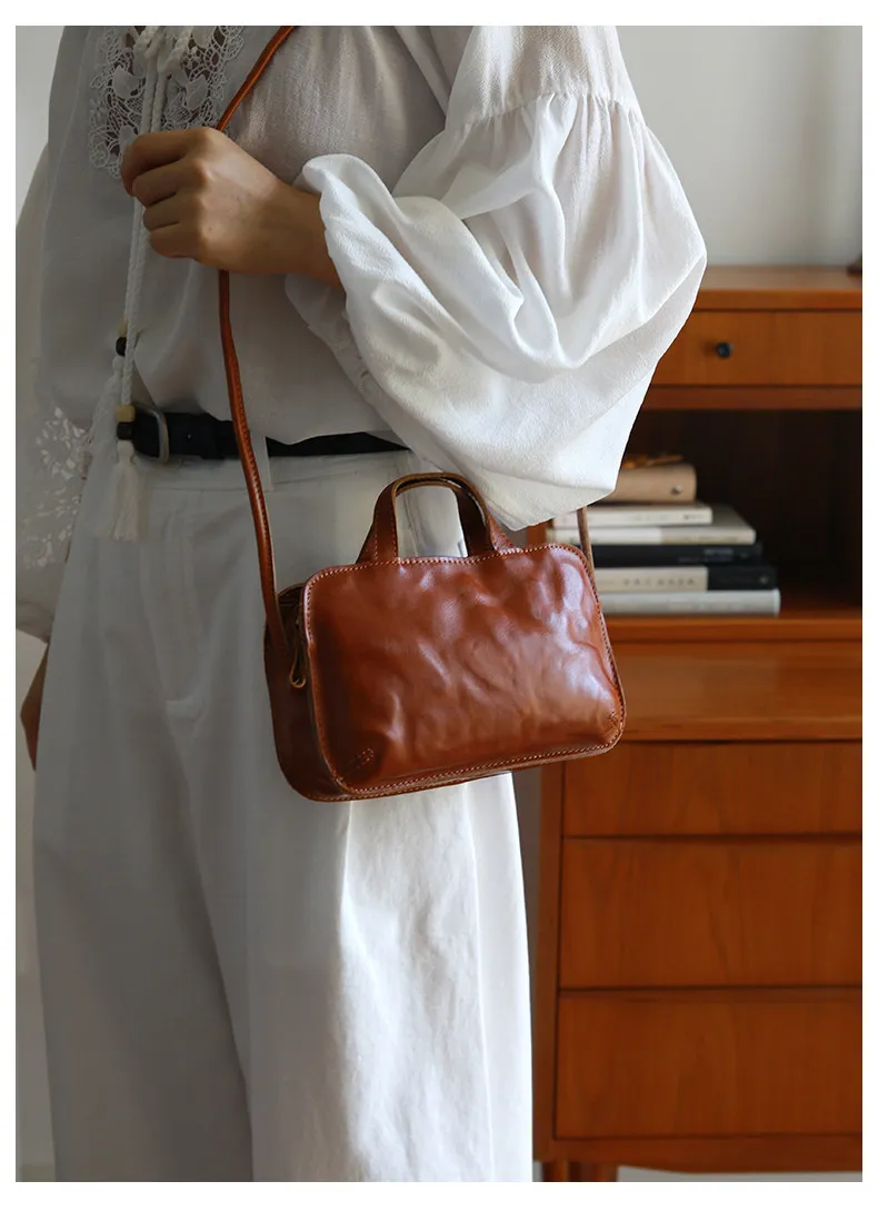 PNDME einfache, handgefertigte Vintage-Umhängetasche aus Rindsleder, kleine Damen-Schultertasche, lässige, luxuriöse Damen-Umhängetasche aus echtem Leder – Detail 7