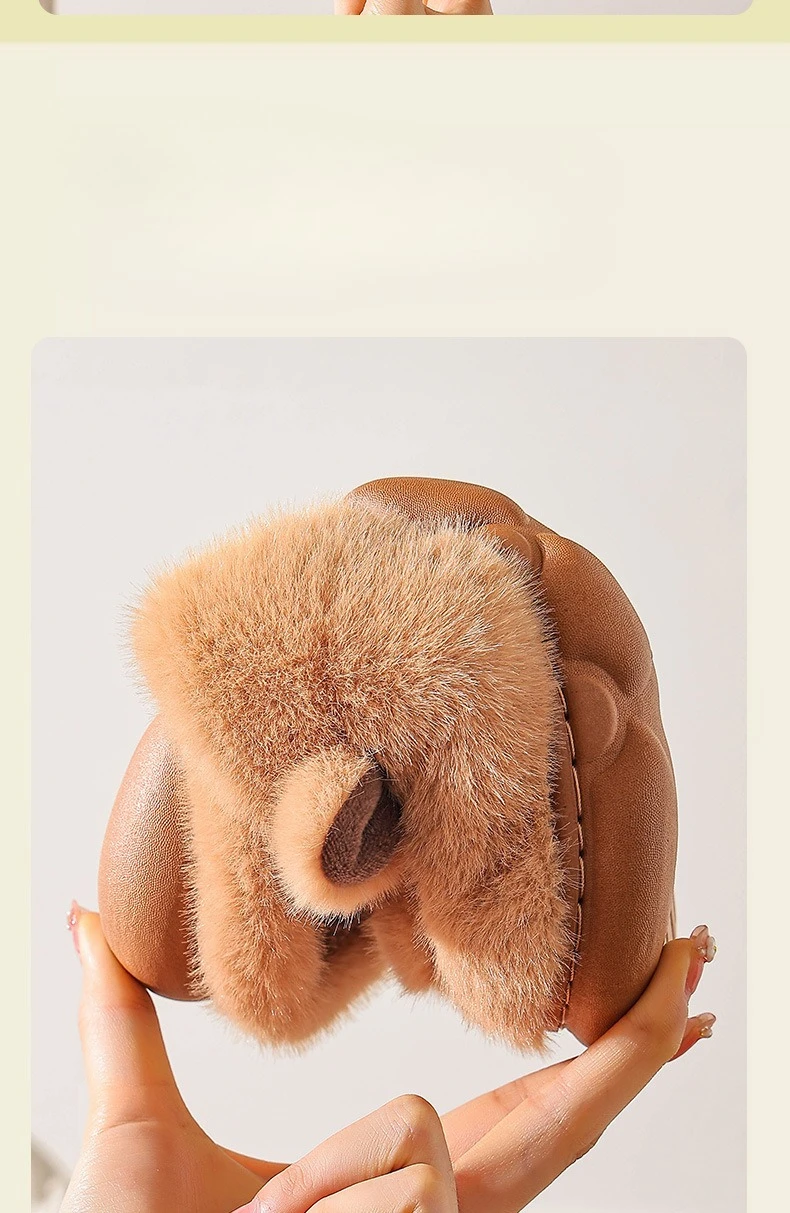 Niedliche Capybara-Baumwollhausschuhe für Damen, Wintermode, warme, flauschige Heimschuhe für Paare, rutschfeste Plüsch-Bodenschuhe für Kinder – Detail 7
