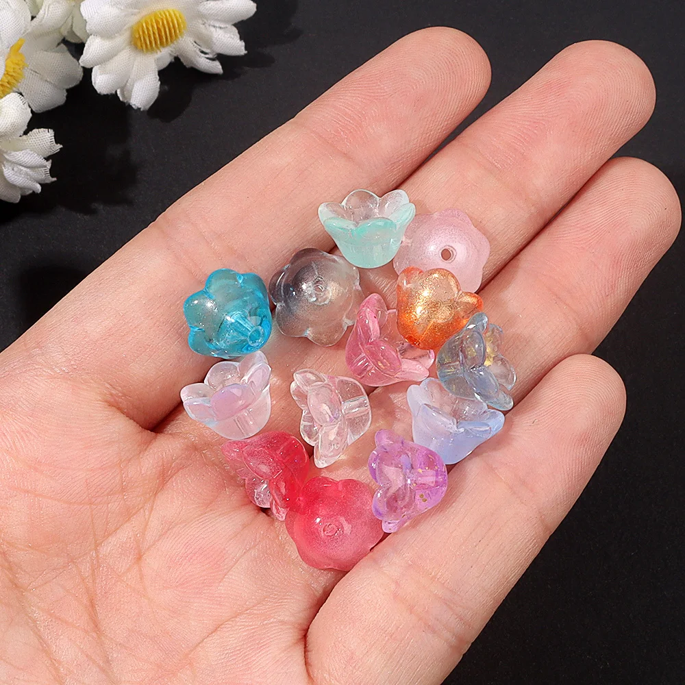 21/54/94 قطعة خرز زجاجي متعدد الألوان على شكل زهرة، لإكسسوارات المجوهرات ذاتية الصنع، عيد الحب، عيد الميلاد، هدايا عيد الشكر #3