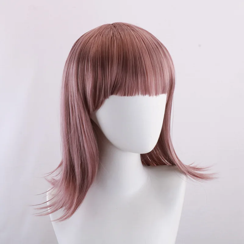 Perruque de Cosplay Anime Danganronpa pour Chitose Kisaragi avec cheveux roses dans un Style Bob, perruque de Cosplay en soie haute température 502A