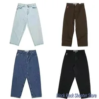Harajuku Hip Hop Polar Big Big Jeans Y2K Pants Japanese Cartoon Embroidery Vintage Blue Baggy Jeans Mens Womens Wide Leg Trouser