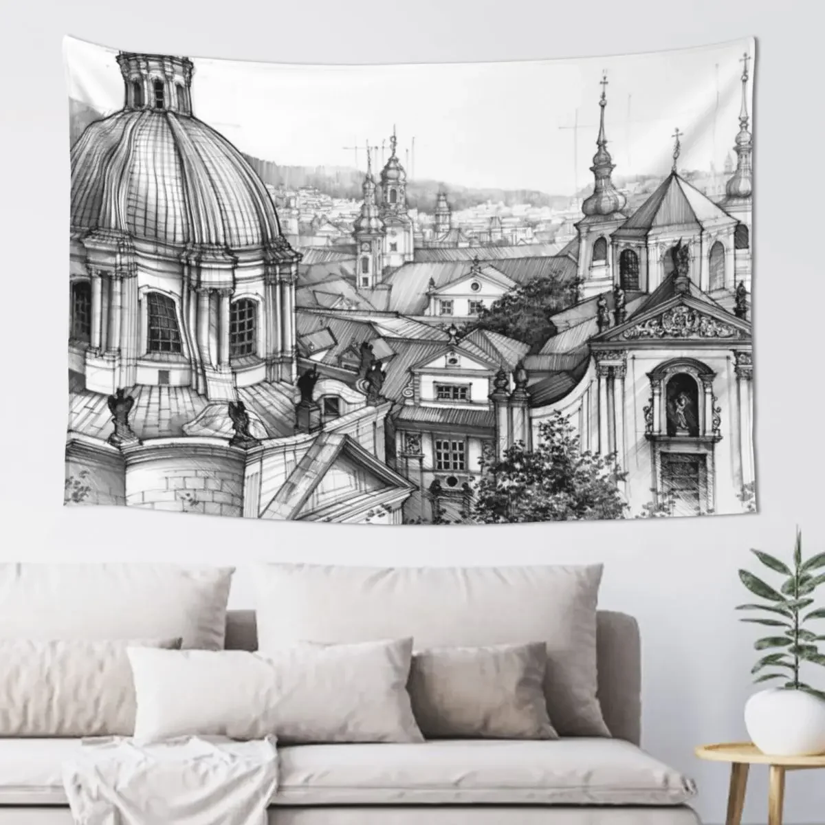 

Prague over the rooftops Tapestry Wall Carpet Funny Home Supplies Decorative Paintings Tapestry