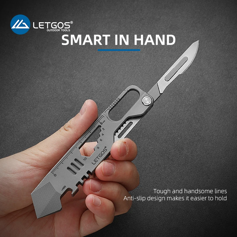 LETGOS Multi TC4 Titanium Crowbar 17 in 1 Pocket Crowbar Tool Portable Pry Bar EDC Titanium Ultra-lightweight EDC Gift for Men